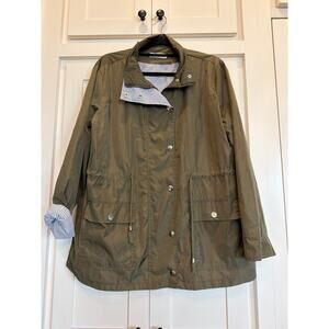 Twinklady Olive stripe contrast raincoat XL
